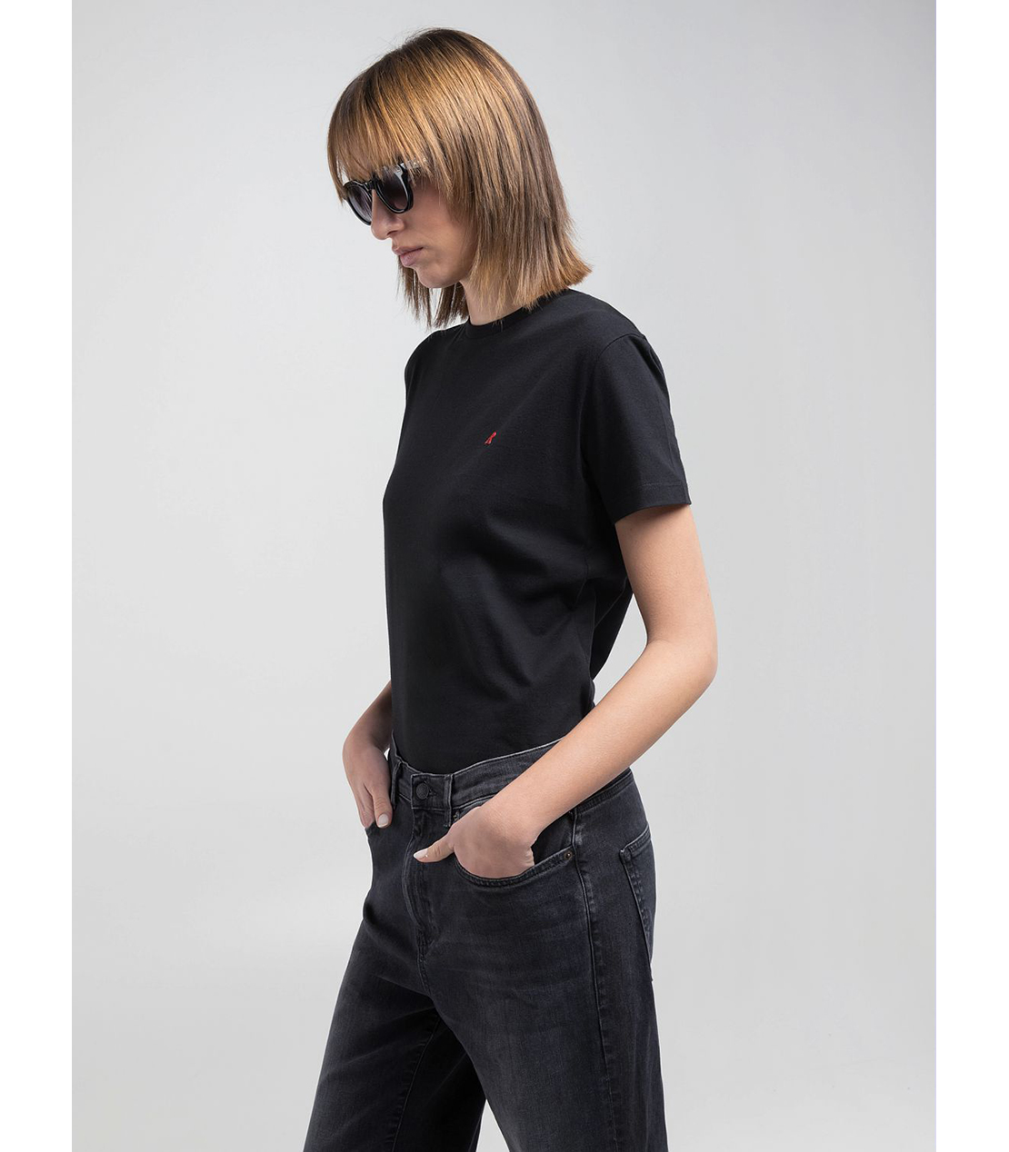 レギュラーフィットRロゴ ベーシックジャージーTシャツ 詳細画像 ブラック 4